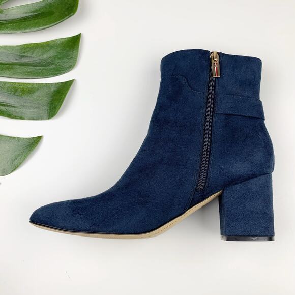 Tommy Hilfiger Hazelle Ankle Boots Blue Faux Suede Pointed Toe Women's 9.5 - Picture 6 of 12